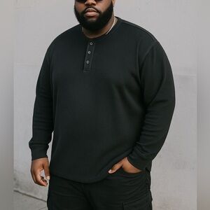 Flag & Anthem Men's Black Long Sleeve Henley